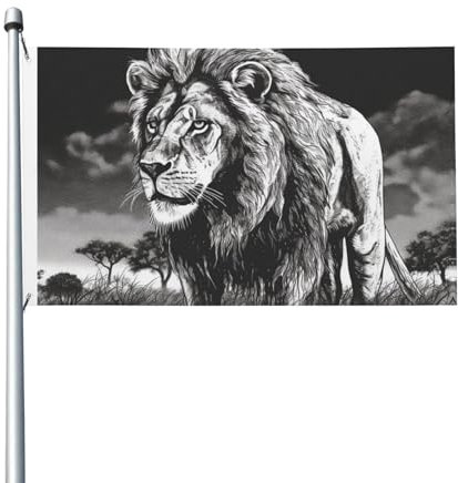 Willkommensflagge mit Löwen-Motiv, 90 x 150 cm, kein Verblassen, doppelseitige Hausflaggen, Outdoor-Banner, Dekoration für Innenhof, Veranda, Rasen
