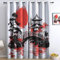Rideau Occultant Style Japonais Temple Pont Rideaux Oeillet Polyester 3D Chambre Rideau Thermique Isolant Anti Froid Blanc Rideau Chambre Enfant 75 x 166 cm 2 Panneaux