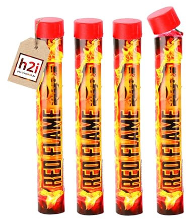 h2i Bengalo - Bengalfeuer | 4 St. | Rot | 40 s | Kraftvolle Handfackel für spektakuläre Lichteffekte | Leuchtfackel & Lanzenlicht mit Heller Flamme & Rauch | Ideal für Partys & Events | e | Kat F1