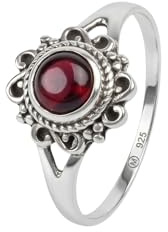 mantraroma Silberring Damen 925 Sterling Silber – runder Edelstein Ring, Vintage Statement Ring Schmuck, elegantes Geschenk für Frauen
