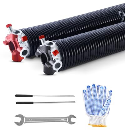 VEVOR Resortes de Torsión para Puertas de Garaje con Barras de Enrollado Antideslizantes y Guantes, Par de Φ5,72 x Φ50,8 x 685 mm, 16 000 Ciclos, Revestimiento Negro de Electroforesis para Reemplazo