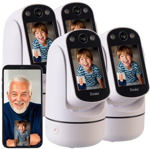 7links Sicherheit Kamera innen: 4er-Set 2in1-WLAN-Überwachungskamera & Video-Telefon, Pan-Tilt (WLAN-Kamera mit Anruffunktion, mit Bildschirm)
