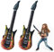 2 Stück Luftgitarren zum Aufblasen,Aufblasbare Gitarre Flammen,Aufblasbares Rock Musikinstrument Luftgitarre,Luft Kinder Gitarre,Aufblasbare Instrumente für Party Theme Party Carnival,Karneval (90cm)
