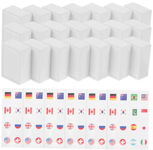 Yardwe Mahjong Spielset Mit Nationalflaggen Aufklebern 65 Stück Kunststoff Robust Für Familien Freizeit Und Reisen