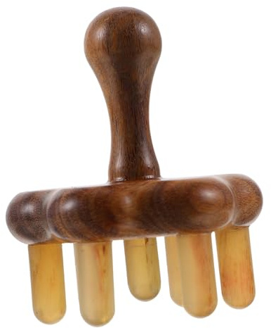 Kopfhautmassagegerät aus Horn mit 7 Zinken, Einfacher Kamm | Kreatives Design, zur Kopfmassage Unterwegs und Freien, Kompakt für Reisen Zufällige Farbe