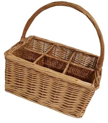 Panier de pique-nique en osier léger et tendance pour voyage, camping, salle à manger et stockage de vin, bouteille en osier avec poignée
