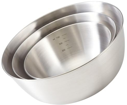 CONGARTENO 3 pezzi Ciotole in Acciaio Resistente per Mescolare e Preparare con Scala Graduata Stabile per Impastare Insalate e Cottura in Cucina