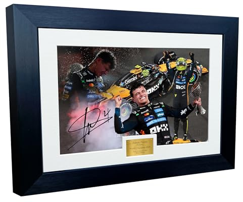 Kitbags & Lockers A3+ Lando Norris Weltmeister 2025 Abu Dhabi McLaren MCL39 Autogramm signiert Signatur Foto Bilderrahmen Racing Formel 1 F1 Poster Geschenk 8