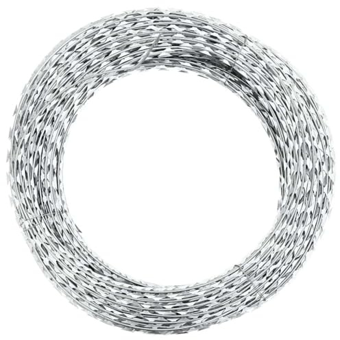 Nqyjm Filo spinato Concertina filo lama acciaio zincato 60 m per pascolo giardini balcone mura del cortile