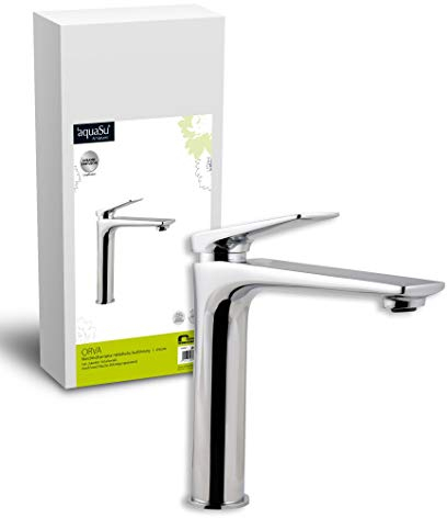 'aquaSu® Einhandmischer Orva für Waschtisch I Mittelhoch I Chrom I Wasserhahn für Aufsatzwaschbecken I Einhebelmischer I Armatur I Mischbatterie