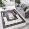 TAPISO Dream Teppich Wohnzimmer Kurzflor Grau Schwarz Creme Meliert Streifen Vierecke Modern Design Bordüre Schlafzimmer ÖKOTEX 140 x 200 cm