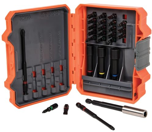 Klein Tools 32799 Impact Driver Bit Set, 26 Piece Nut Driver Bit Set with Case