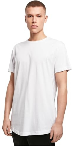 Build Your Brand Men's Shaped Long Tee T-Shirt, Sizes S - 5XL, White (White 2), XL
