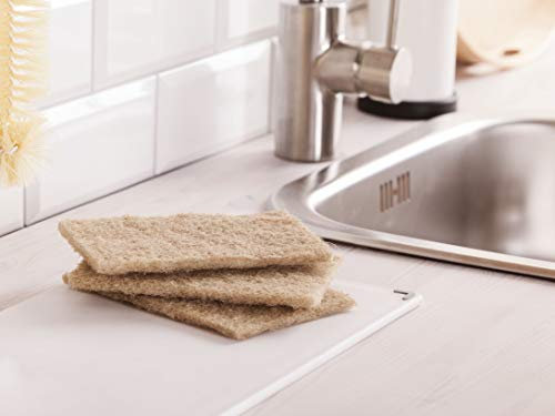 York Spülschwamm 3er Set Pads aus Sisal Agave und Recycelten Polyesterfasern Topfreiniger Geschirrschwamm Küchenschwamm Reinigungsschwamm Eco Natural