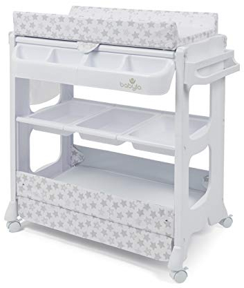 BABYLO Cambiador inteligente con unidad de baño con almacenamiento inteligente y cómodo, luna y estrellas métricas