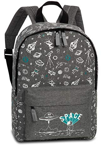 Fabrizio Kindergartenrucksack für Jungen mit Astronaut und Raketen Motiven – SPACE Kinderrucksack für 3-6 Jahre alte Abenteurer, Kindergarten und Kita – 36cm x 25cm x 9cm, Grau