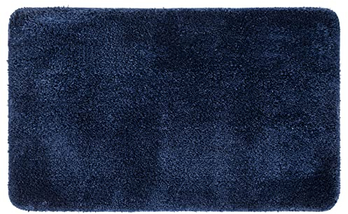MIULEE Teppich Badematte Badezimmerteppich Bettvorleger rutschfest Badteppich Badvorleger Saugfähige Duschvorleger Waschbar Fussmatte für Wohnzimmer Schlafzimmer Badezimmer 50x80 cm Dunkelblau
