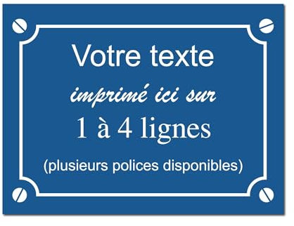 Plaque de rue décorative en aluminium Personnalisée pour intérieur et extérieur 20x15cm Bleu Foncé