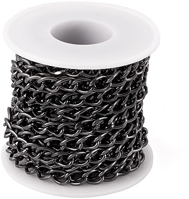 Craftdady Aluminium-Panzerkette, ungeschweißt, gedreht, mit Spule, für Punk, kubanische Kette, Halskette, Armband, Schmuckherstellung, Gunmetal
