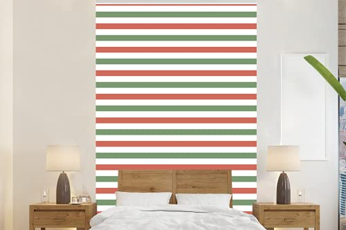 MuchoWow Papier peint Rouge - Vert - Rayures - Motif Papier peint photo 170x260 cm Papier peint imprimé