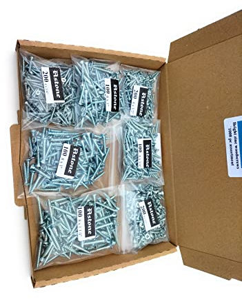 Astone wood screw assortments (7 sizes 1000pc 1/2, 3/4, 1, 1 1/4)