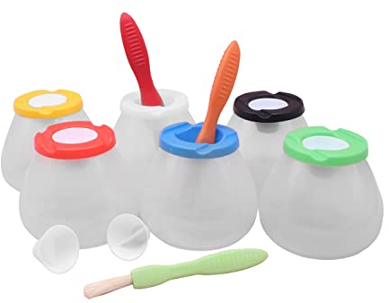 Craftplay non-spill paint pots | Pack of 6 large pots including lids and stoppers | No mess kids pots | extra safe non-spill