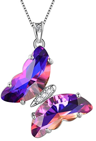 Aurora Tears Lila Schmetterling Herz Halskette Frauen 925 Sterling Silber Tier Schmetterlinge Februar Erstellt Amethyst Geburtsstein Schmuck DP0311F