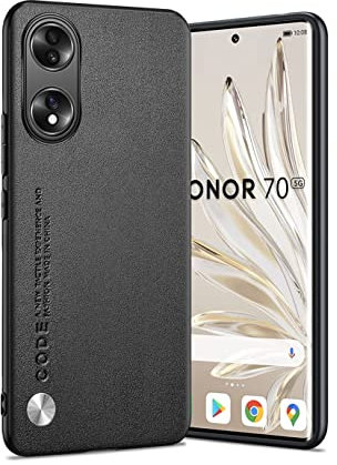Puxssul For Honor 70 5G Case, Soft TPU Faux Leather Case, Extremely Lightweight Ultralight Camera Protective Leather Case for Honor 70 5G (Black)
