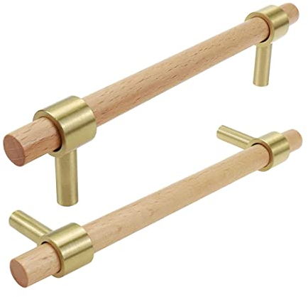 SYZOW 6 Piezas Tiradores de Cocina 128mm - Tiradores de Madera Para Muebles y Armarios de Cocina