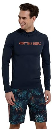 Animal Sonny Mens Logo Rash Vest - Quick Drying Top with UPF 50+, Chlorine & Saltwater Resistant - for Beach & Surf Navy XS