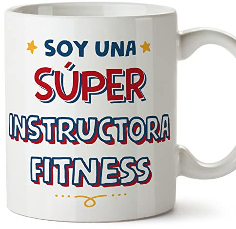 MUGFFINS Tazas para INSTRUCTORA FITNESS mujer - En Español - Soy Súper - 11 oz / 330 ml - Regalo original y divertido