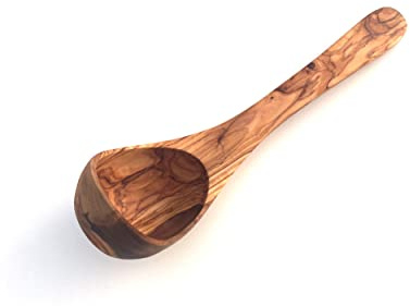 Louche de sauna, louche de sauna, louche de sauna, louche de sauna, louche d'infusion, faite à la main en bois d'olivier (longueur : 30 cm)