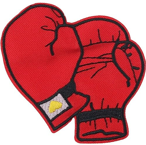 Ericetion Iron on Patches, Red Boxing Glove Embroidered Patches Applique Cloth Sticker Patch Decorative Craft Patches for Bags Clothes