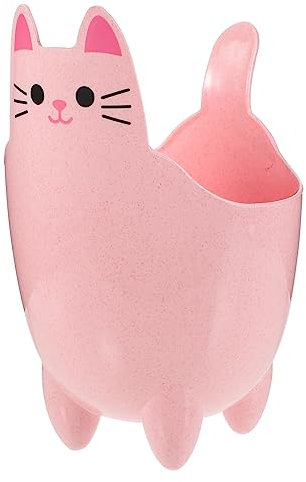 Zerodeko Stiftbehälter Katzenförmiger Mülleimer Bleistifthalter Winziger Abfallkorb Esszimmer-Aufbewahrungsbox Kunststoff-Organizer-Box Mini-Korb Desktop-Stifthalter Kunststoff-Abfallkorb