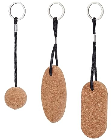 nbeads 3 Stück 3 Stile Schwimmende Kork-Schlüsselanhänger, Runder/Ovaler/Rechteckiger Schwebender Schlüsselanhänger Aus Holz Mit Eisenring Für DIY-Taschendekoration Schlüsselanhänger