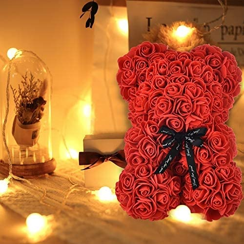 Mr. Gadget's Solutions Red Rose Bear Flower Teddy Doll + Box Birthday Wedding Valentine Lover Gift Foam
