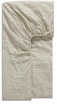 Luxury 100% Natural Linen Fitted Sheet | Extra Strong Elastic Pure Linen Bed Sheets | Luxurious Hotel Quality | Belgian French Flax Woven in Portugal | Almond - Double