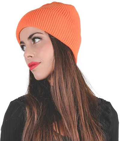 QUEEN HELENA Cappello Invernale Caldo Berretto Semplice Casual Zuccotto Donna CP301 (IT, Testo, Taglia Unica, Arancione)