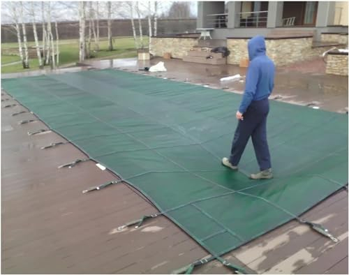 AviiSo Manta térmica Piscina Cubiertas de Piscina de Seguridad con Forma de Red Cubierta de Invierno para Piscina enterrada con Kit de Herramientas - 40 pies - 10 pies (Color : Green, Size : 5m x 10