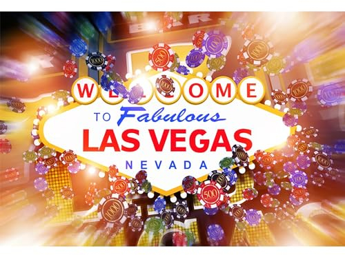 MIRRORANG 3x2m fête à thème de Casino de Toile de Fond de Las Vegas Bienvenue à Las Vegas Casino Night Thème Fête d'anniversaire Bannière Photographie Fond Portrait Photo Booth, Vinyle