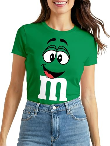 MoonWorks® Damen T-Shirt Fasching Karneval M Aufdruck Gruppen- Kostüm Verkleidung Last Minute Faschingskostüme Frauen Slim Fit Gruen XXL