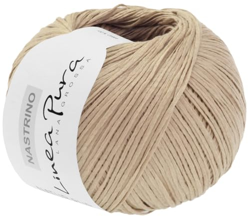LANA GROSSA Nastrino | Hochwertiges, seidig glänzendes Baumwoll-Bändchengarn | Handstrickgarn aus 100% Baumwolle | 50g Wolle zum Stricken & Häkeln | 190m Garn