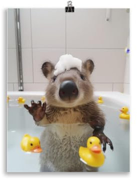Generisch Tiere in der Badewanne - Wombat Badezimmer-Bild, Klo-Poster, Deko fürs Badezimmer oder Gäste-WC, Lustig, Ungerahmt