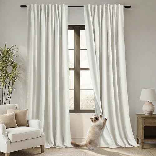 PANELSBURG Vorhänge, 274 cm, verdunkelnd, extra 178 cm breit, Plissee-Vorhang, 2 Vorhänge, für Wohnzimmer, Creme