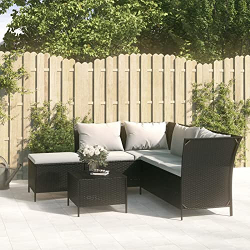 Rantry 4-TLG. Garten-Lounge-Set mit Kissen Schwarz Poly Rattan Gartenmöbel Model319690