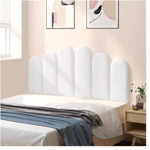 Wzmazingly Panneaux Muraux Rembourrés Ovales Peler Et Coller Tête De Lit Rembourrée Garderie Décoration Murale Anti-Collision 3D Coussin Mural pour Chambre À Coucher (Color : White, Size : 150x60cm