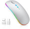 Mouse wireless a LED per computer, portatile, ricaricabile con ricevitore USB/USB-C doppio da 2,4 GHz, DPI, pulsante posteriore, compatibile con dispositivi TypeC/Apple MacBook Air/Pro, iPad, laptop,
