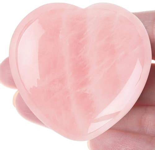 Healing Stone, Rose Quartz Thumb Worry Stone,Love Hearts Healing Crystal for Beginners Gifts for Women Kids,Yoga Anxiety Relief Gifts for Rose Quartz Crystals Ornaments Gem Stones Stress Relief Toys