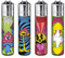 Clipper Feuerzeuge, Set mit 4 Stück, außergewöhnliche Motive (Neon Shrooms)