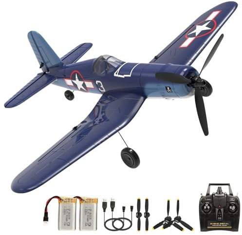 fisca P51D RC Plane, 4CH RC Plane with High Speed Motor, Remote Controlled Plane with Xpilot Stabilisation System & Aerobatics, Remote Controlled Aircraft Children (Navy Blue)